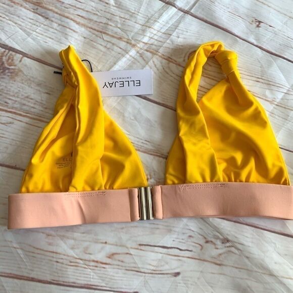 NWT Ellejay Yellow & Tan bikini top - Picture 2 of 2